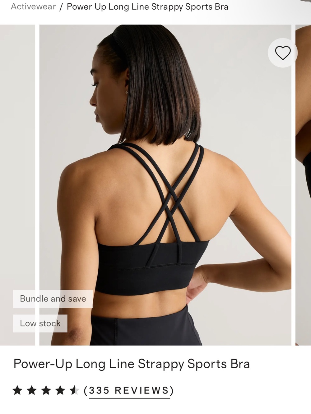 Quince Deep Navy Power-Up Long Line Strappy Sports Bra